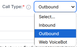 Call nature dropdown