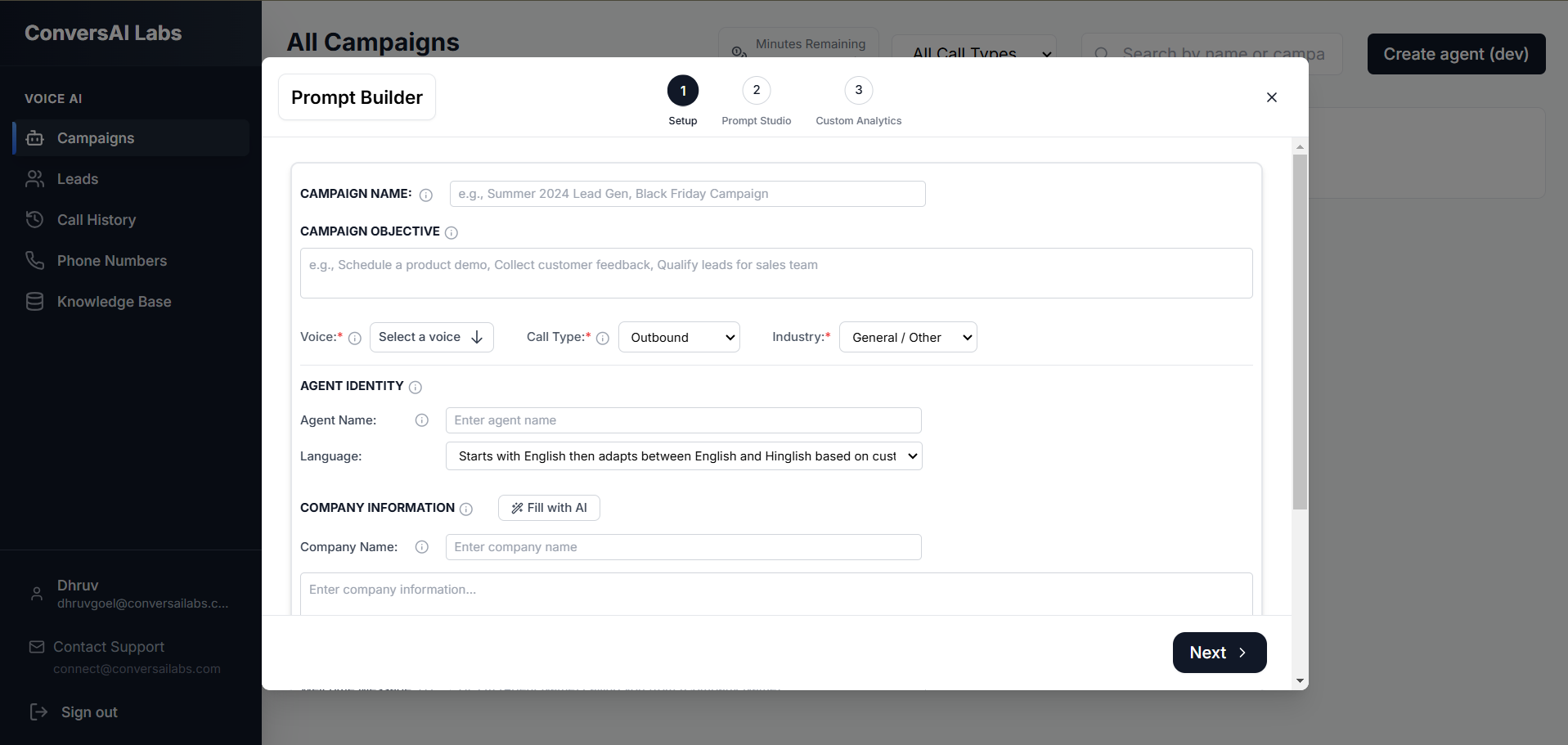 Agent details form part 1