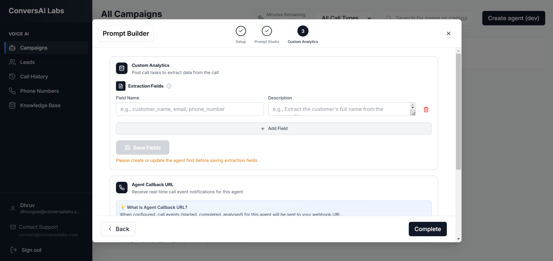 Post call tasks configuration