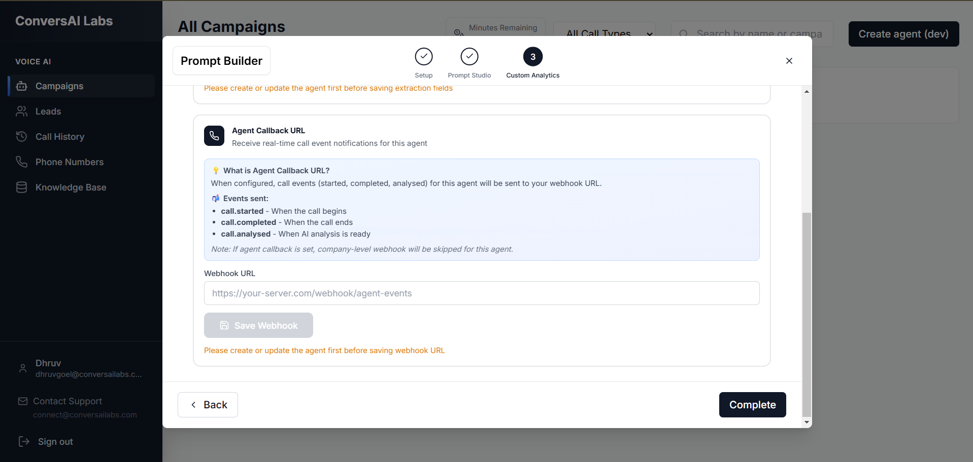 Webhook configuration