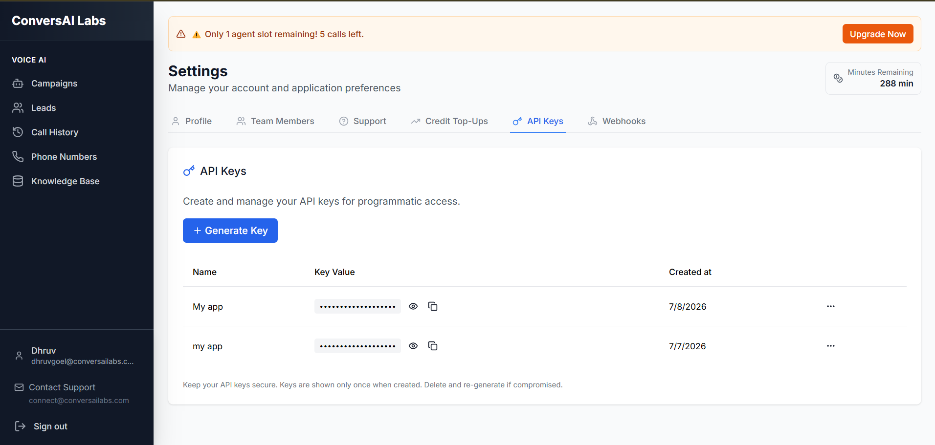 Final API Key generated