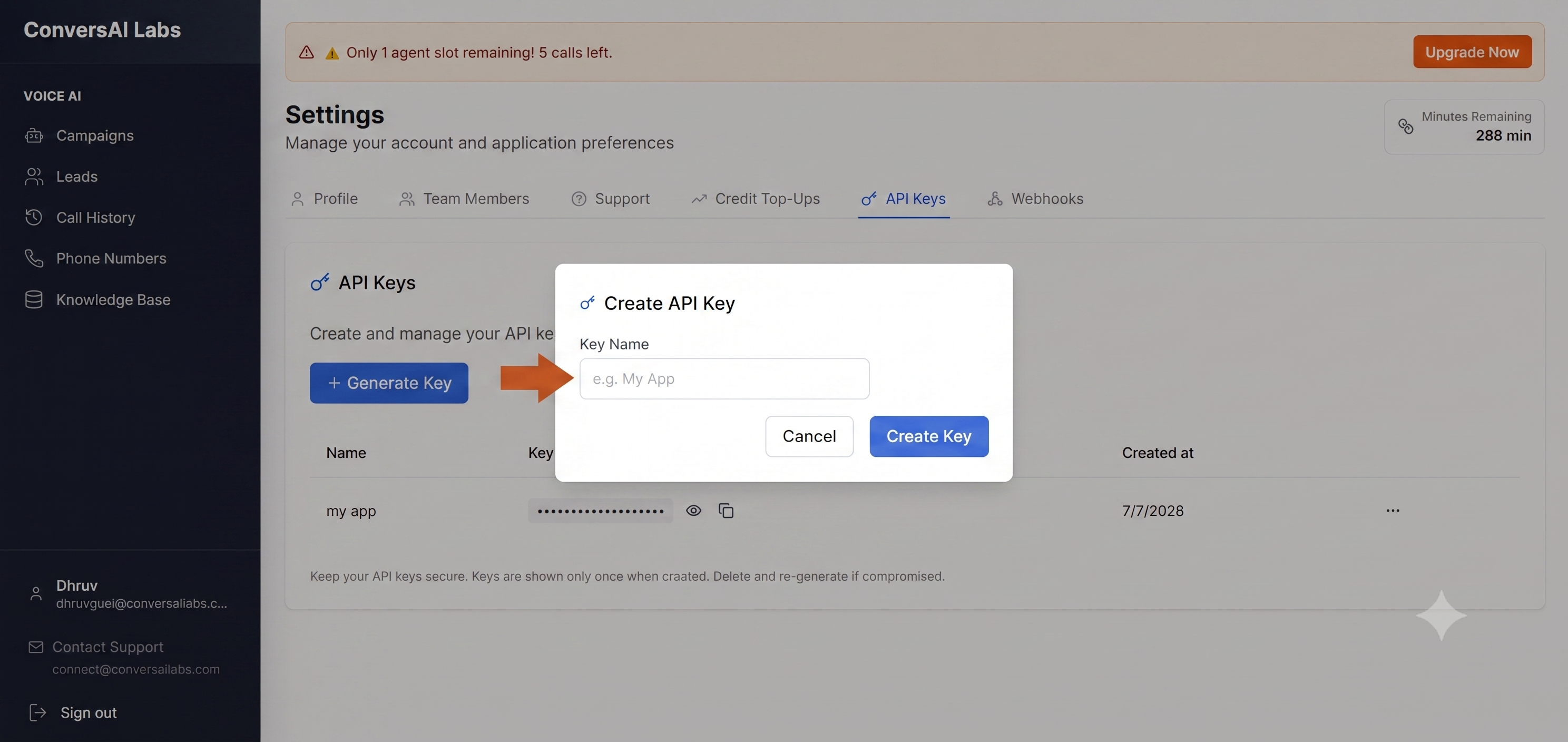 Enter API key name