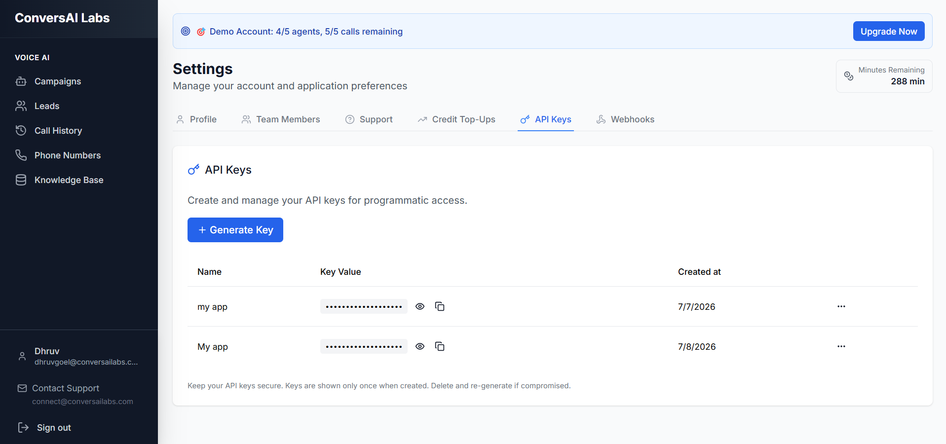API Key Dashboard