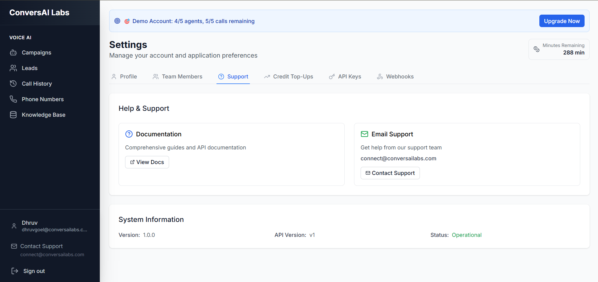 Support Page