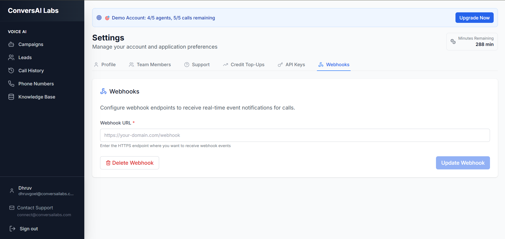 Webhook Settings
